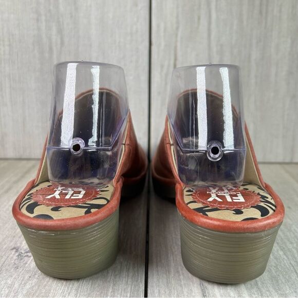 Fly London Wony Clay Brown Leather Heeled Mule Clog Shoe Womens Size 10 EUR 41 - Picture 7 of 10
